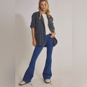 FREE PEOPLE Denim Penny Pull On Flare Bell Bottom Jeans Blue Low Rise Size 26